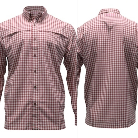 Long Sleeve Fishing Shirt Red Plaid UV Protection Wicking XXL - Picture 1 of 14
